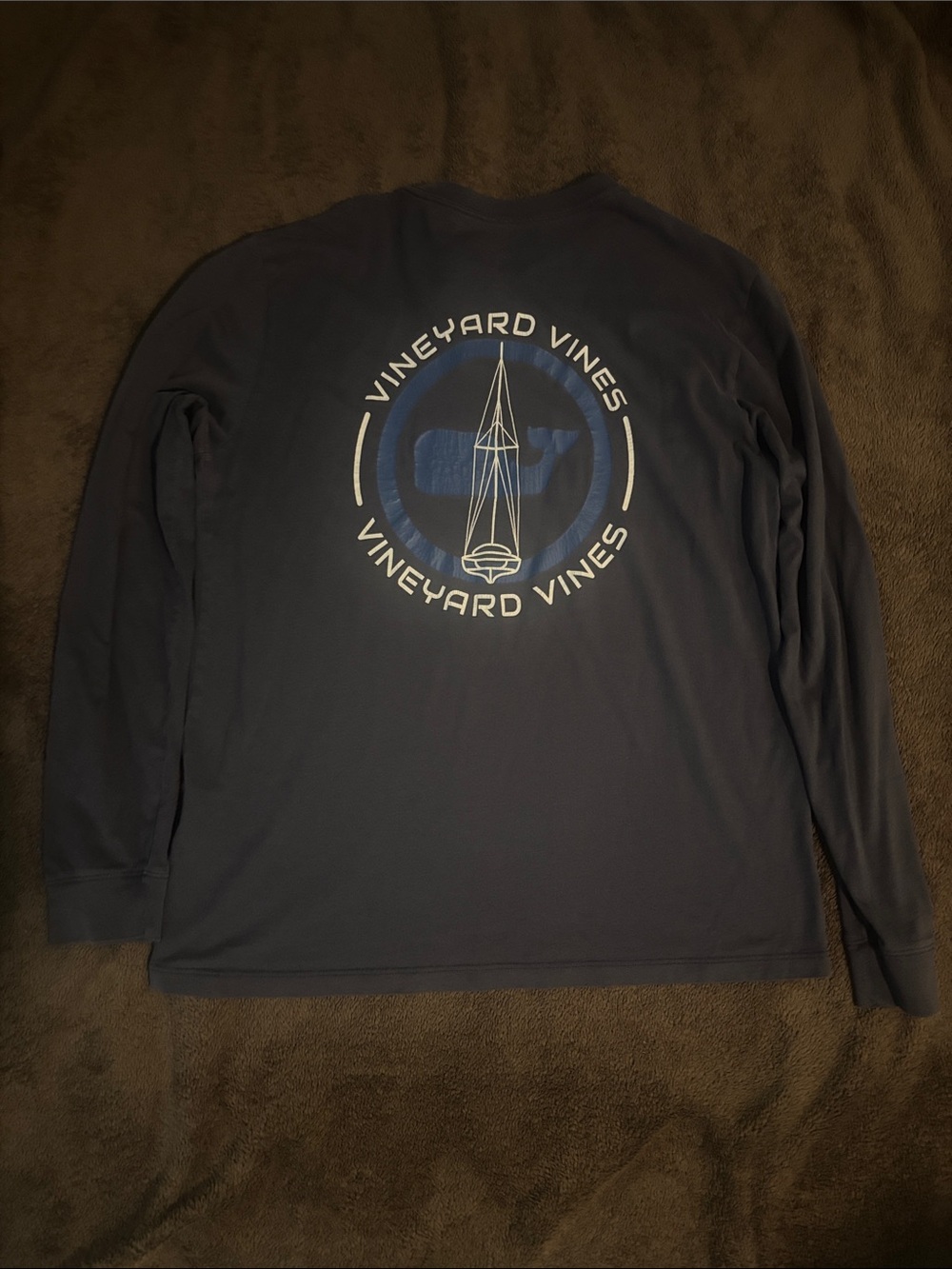 Vineyard Vines Navy Long-Sleeve Sail Graphic Shirt